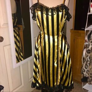 {Vintage}Black/Gold Burlesque Madame Saloon Dress